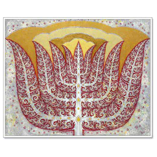 The Universe and Equilibrium, 2006 Acrylic & Gold Leaves on canvas 120 x 150 cm.