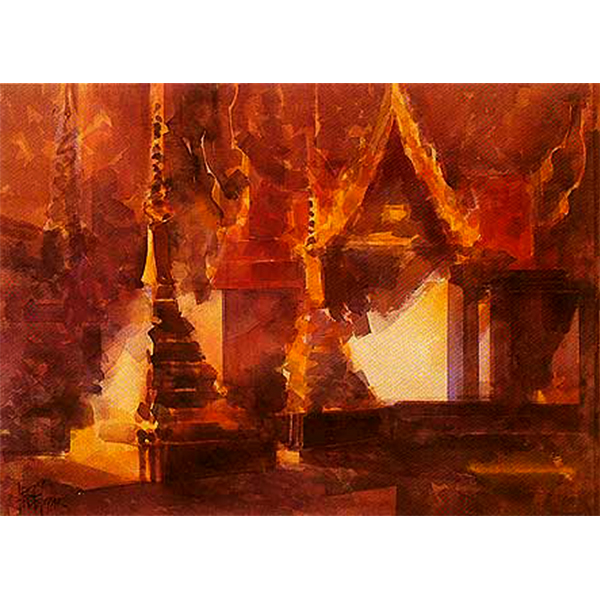 Temple Watercolour on paper, 35 x 51 cm.