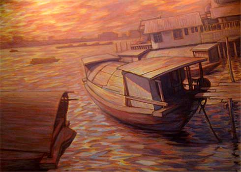 Thammasak Booncherd, River Scape  (Boat 2003) "Boat 2"
