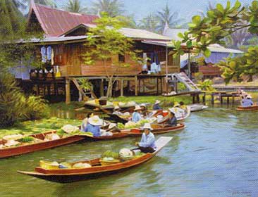 A floating market by Boonchana Chaiyajit