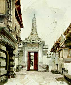 The entrance to the Grand Palace Compond by Krirkbura Yomnage