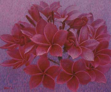 Red Plumeria cutifolia poir by Nittaya Tamwong