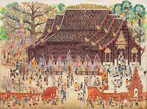 King and Buddhism Lanna Art by Damrong Wisetsiri and Adirek Jaito