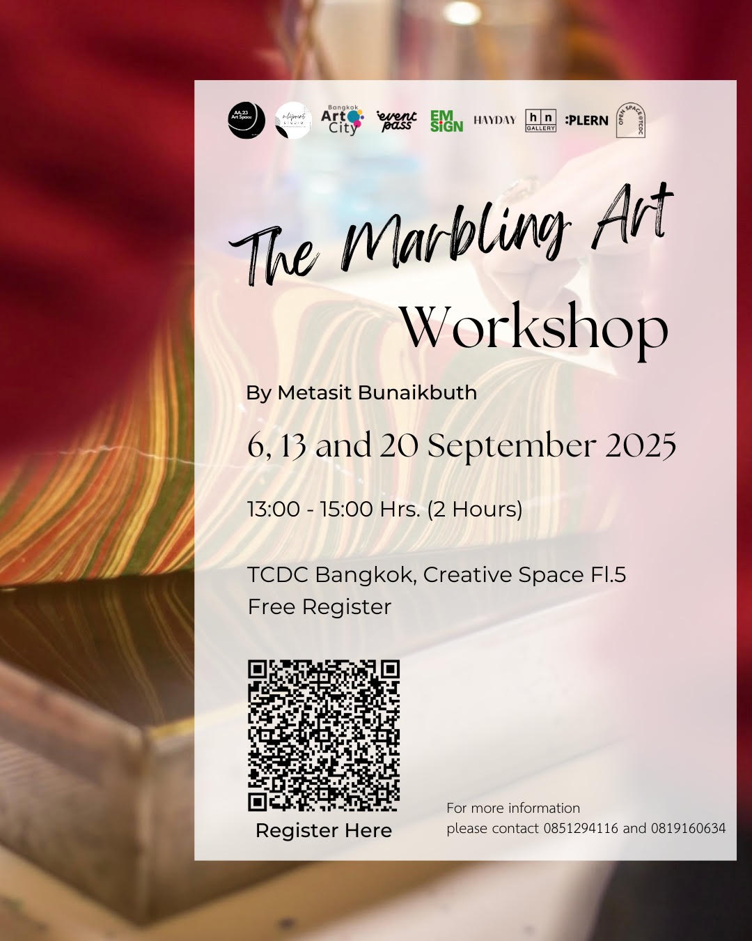 Marbling Art Workshop – การเดินทางของสีและสายน้ำ