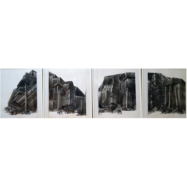 Conditions of Living No.1 (Part A-D),1996 Etchino, Aquatint 62 x 51 (4 each) cm. 