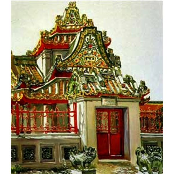 Wat Pho, 1990 Watercolor, Size : N.D.